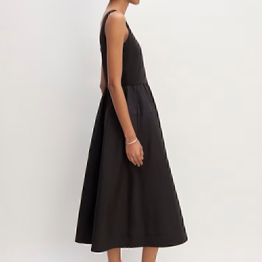 NEW Everlane The Riviera Midi Dress Black Small Sustainable Clean‎ Girl